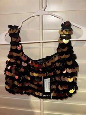 Nasty Gal Black Gold Sequin Mini Bag